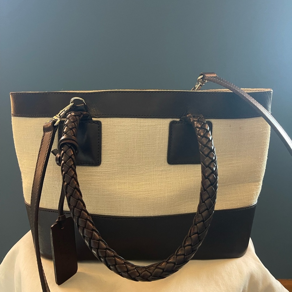 Ralph Lauren Elegant Brown and Cream Tote Bag